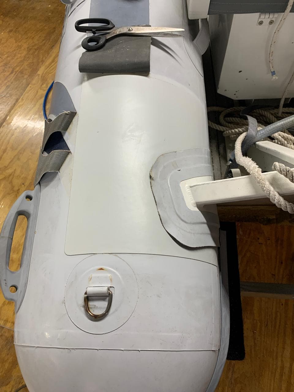 Dinghy repair before